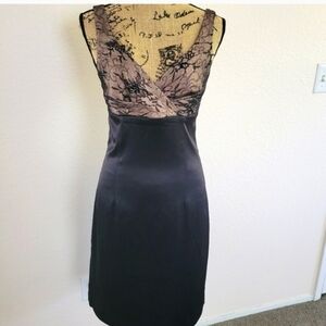 Allen B. Cocktail Dress in Black and Lace. Size 10 Lined w/Back Zipper and Split